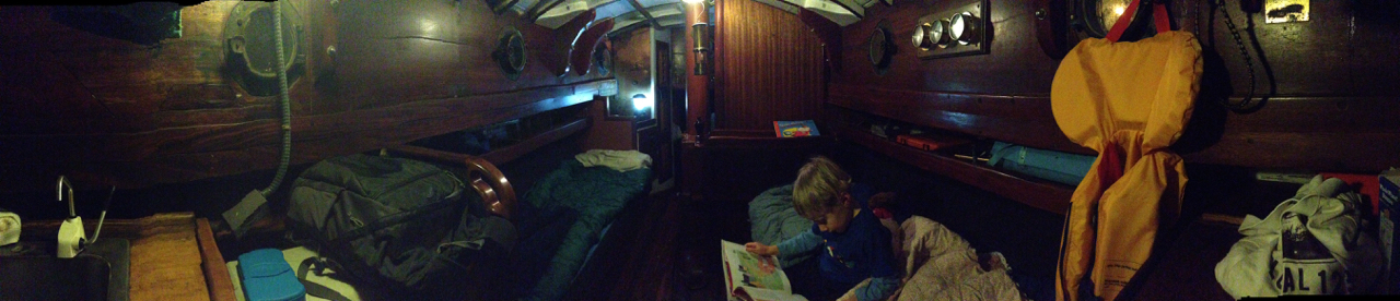 photo of the cabin of the sailboat Dark Star
